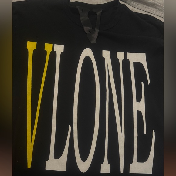 VLONE Black Tee with Yellow Graphic - Picture 1 of 4